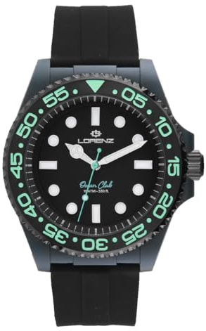 Lorenz Ocean Club 030268DD - Orologio Sportivo da Uomo al Quarzo - Orologio con cassa in superlega Soft Touch grigia - Cinturino in Gomma e chiusura deployante - Sub 100 metri - Cofanetto speciale sub