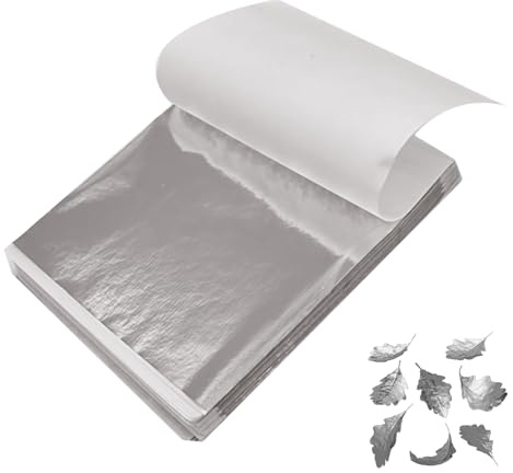 100 hojas de imitación de pan de oro, 8 x 8,5 cm, hoja de imitación de oro, hojas de oro para manualidades, lámina de metal para proyectos de arte, manualidades, decoración de muebles