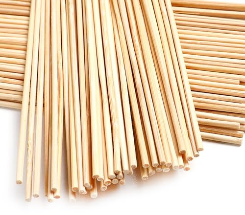 100pcs Wooden Sticks for Crafting, 300mm x 3mm Wooden Dowel Rods Round Craft Pins Rods DIY Stick for Model Making, Home Decoration and Crafts
