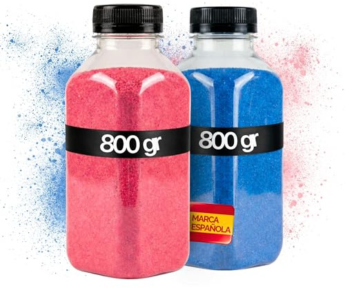 NIRALIS Arena de Colores Set para Ritual Boda, Ceremonia simbólica, decoración y Manualidades, Tonos Combinados para Eventos, Mesa y ambientación - 2 Botes de 800 gr Rosa y Azul