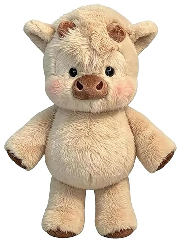 POP lina Peluche Mucca Che Corre, 45 cm Highlandes Cow Plushs, Mucca Giocattolo di Peluche Morbido, Plushie di Compleanno regalo per Adulti, Decorazioni e giocattoli Plushs da Colleziones (A)