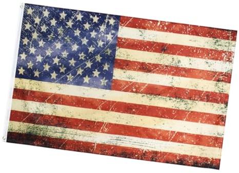 HAKIDZEL Bandiera Americana 90x150cm Vintage Rosso in Poliestere Leggera e Portatile Design Anticato e Retrò Decorazione per Feste e Spazi Esterni