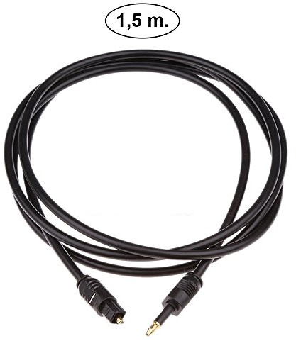 REY Cavo ottico digital sound Toslink a Mini Toslink 3,5 mm 1,5 m, Nero