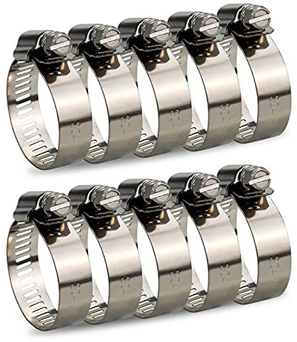 InduSKY Schlauchschelle Set 21-38mm Einstellbare Edelstahl Schlauch Clips Rohrschellen Schlauchklemmen Sortiment Kit für Haus Gas Rohr, Wasser Rohr, Tank, Automobil-Tubing 10 Stücke (21-38mm)