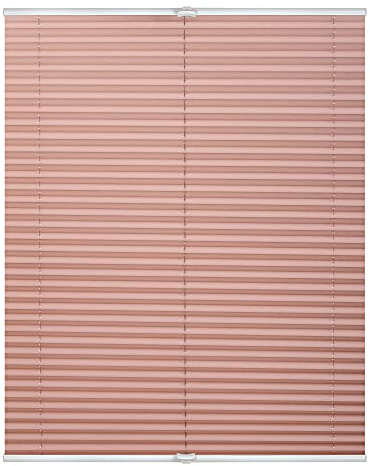 Lichtblick Plissee Klemmfix, ohne Bohren, verspannt, lichtdurchlässig, Blickdicht, mit eleganter Crushed Optik, Klemmträger mit Metallkomponente Altrosa, 80 cm x 220 cm (B x L)