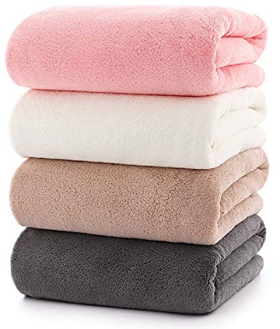 Lumimi Towels 4-Piece Soft Microfiber Bath Towel Set Incredibly Absorbent Lightweight Quick Dry and Durable, 55 L x 27 W, 4 Pack Multicolour