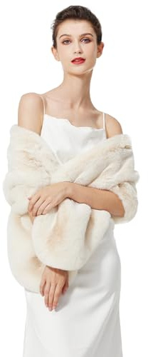 BEAUTELICATE Chal Estola de Pelo Mujer Boleros para Invierno Fiesta Novia Bodas（Marfil,talla única）