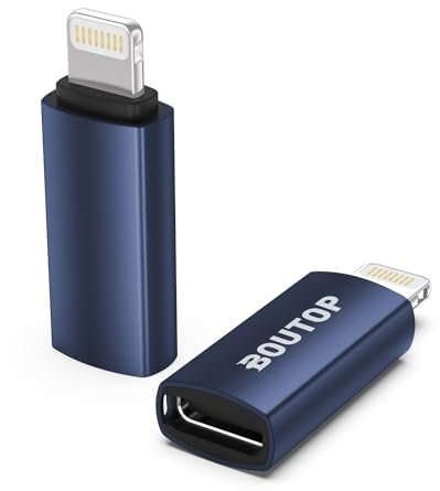 BOUTOP 2 Packung USB C auf Lightning Adapter [Apple MFi Zertifiziert] für 27W PD Schnelle Aufladen (Nicht für die Datensynchronisierung) Kompatibel mit iPhone, iPad, iPod-[Blau]