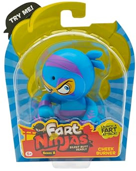 Fart Ninja | Cheek Burner Series 8 Collectible Figures| 10 Hilariously Realistic Fart Sounds | Ages 5+ Gifts & Toys 8 to Collect, Pequeño, Blue