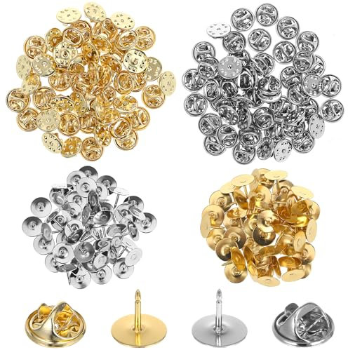 VILLCASE 100 Paare Schmetterling Pin Clutch, Metall Anstecker Verschlüsse, Gold und Nickel Farben, Verschlüsse Butterfly Clips Pin für DIY Schmuck Und Bastelprojekte