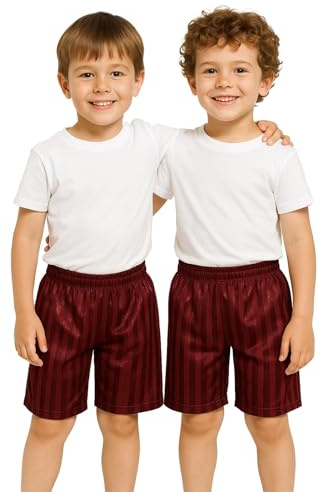 A2Z 4 Kids Flickor Pojkar Skugga Rand PE Shorts Sport Paket om 2 Fotboll - Shadow Shorts 2 Pack Wine 11-12