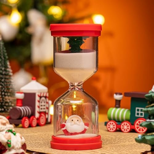 Xmas Sanduhr 30 Minuten,Rot Sanduhr Kinder mit Weihnachtsmann,Weihnachtsbaum und Weißem Sand,Zeitmanagement Halbe Stunde,Time Timer Kinder für das Leben der Kinder,Lernen, Küche,Spiel Timing