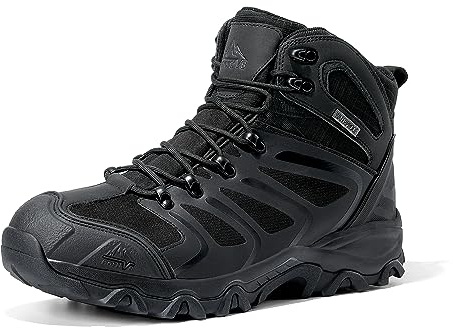 NORTIV 8 Men's Ankle High Waterproof Hiking Boots,All Black,15W