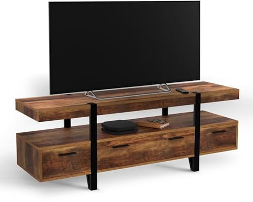 IDMarket - Meuble TV 140 cm Austria avec tiroirs Bois Pieds épingle