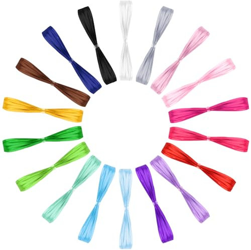 Satinband in 18 Farben 4 m x 3 mm Bänder zum Basteln, PLULON-Band doppelseitiges Satinband Geschenkverpackungsbänder, Bastelbänder in großen Mengen für die Verpackung von Geburtstagsparty-Geschenken