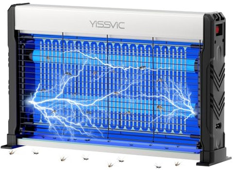 YISSVIC Lampe Anti Moustique LED avec Cordon de 2 m et 2 Bases Fixes Tue Mouche Destructeur d'Insectes pour Intérieur, Efficace Contre Moustiques, Mouches et Autres Insectes Volants