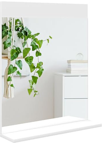 HOMCOM Miroir de Salle de Bain, Miroir Mural, avec étagère de Rangement, pour Salon, Chambre, 50 x 12 x 60 cm, Blanc
