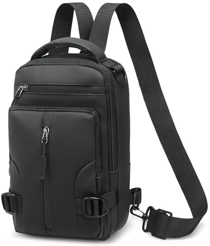SUIKIHUM Mochila cruzada antirrobo, bolsa convertible ligera con una correa, paquete casual para mujeres y hombres, Black, 7.08x3.93x11.81 inches / 18x10x30 cm