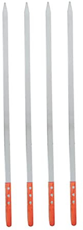 TOYANDONA 4 Pezzi Del Barbecue Griglia Per Barbecue Campeggio Kebab Spiedini All'aperto Utensili Barbecue Torrefazione Carbone Grigliare Spiedo Barbecue Marrone Manico in Legno