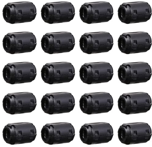 MAJORMENCH 20pcs Snap Ring Ferrite Core Cord Choke Noise Filter for Power Cable High Frequency