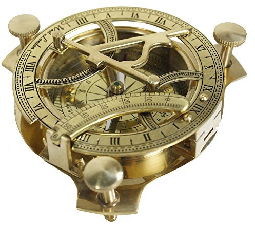 Nautischer Kompass aus Messing, Sonnenuhr, massives Messing