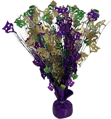 PMU 12 Pack Bursting Star Mardi Gras, Purple Green and Gold, Balloon Weights, table Centerpiece for Fat Tuesday Party Celebration-15in / 7.34cm
