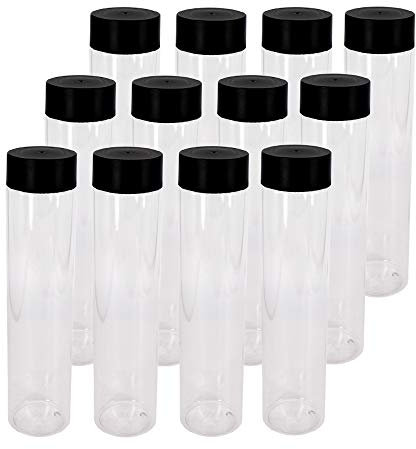 zmybcpack 12 Pack 16 OZ (500 ml) Clear PET Plastic Juice Bottles with Lids