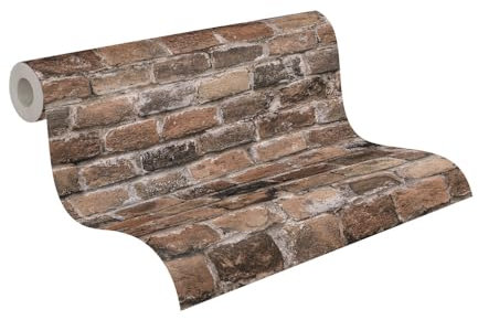 A.S. Création Papier peint en pierre Braun Bricks & Stones 388142 Papier peint intissé en brique 10,05 m x 0,53 m Fabriqué en Allemagne