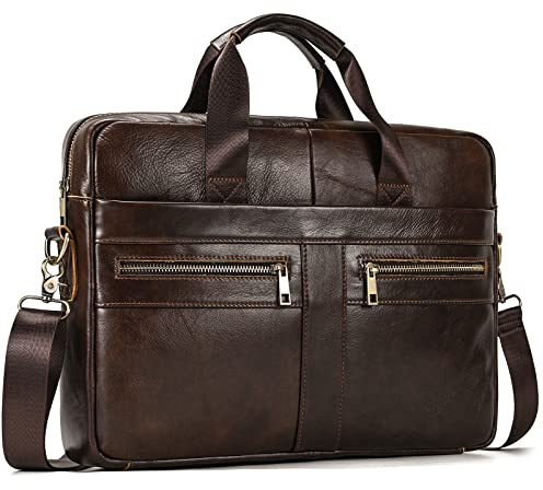newsbirds Sac Business Mallette homme Cartable Sacs Business en Cuir Véritable 14 Pouces Porte Document Sac de Messager Sac à Bandoulière d'affaires, 3316 Brun