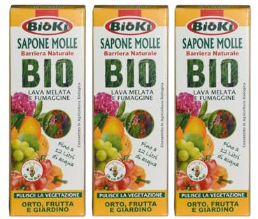 Bioki® Sapone molle in presenza di insetti delle piante in offerta con 3 confezioni da 100 grammi
