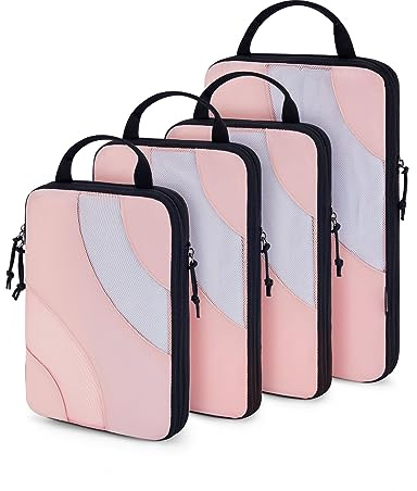 Kompressionsförpackningskuber för resor, BAGSMART 6-delade set resförpackningskuber för resväska, kompressionsresväska organiserare väskor set, ROSA, 4 Stück