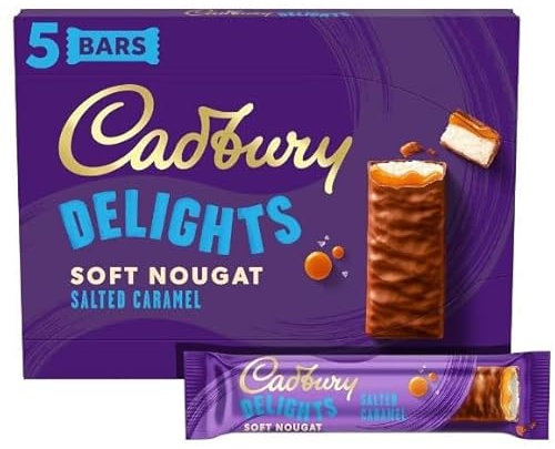 3 x Delights Salted Caramel Chocolate Nougat Bar 5 Pack 110g Delicious Tasty And Twisty Treat Gift Hamper For Birthday,Christmas