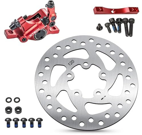 SYACH Kit de Mise à Niveau de Frein à Disque Hydraulique pour Xiaomi Pro/Pro 2, Comprend un Disque de Frein de 120 mm, un Étrier de Frein Hydraulique et un Adaptateur, Accessoire de Scooter Électrique