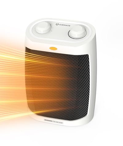AIRMATE Stufetta Elettrica Basso Consumo, Termoventilatore PTC 2000W con 3 Modalità, Stufa Energetica con Protezione da Surriscaldamento e Anti-Inclinazione (Latte Bianco)