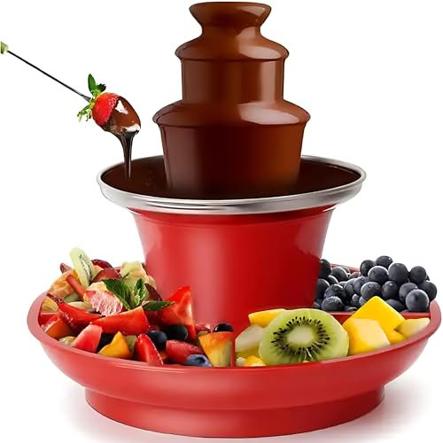 3 Tier Chocolate Fondue Fountain Machine, Mini Chocolate Fondue Fountain, Detachable Tray, Melting Machine for Cheese, Queso, Candy, Easy Cleaning, For Party, Gathering, Wedding, 17ounce