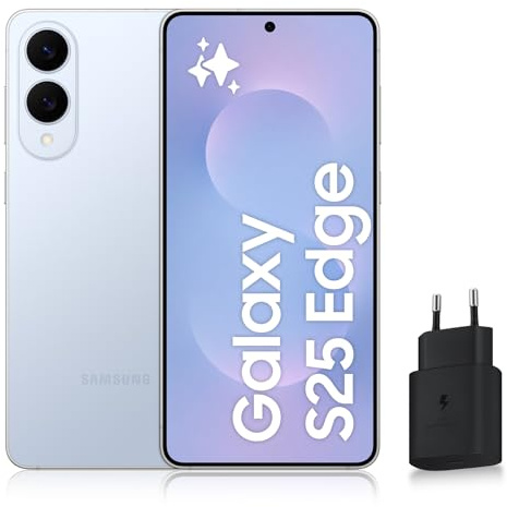 Samsung Galaxy S25 Edge, Smartphone Android 5G avec Galaxy AI, 512 Go, Chargeur Secteur Rapide 25W Inclus, Smartphone déverrouillé, Bleu Clair Titane, Version FR