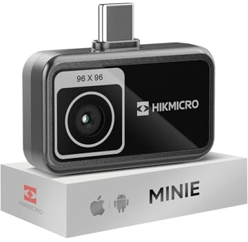 HIKMICRO Minie Wärmebildkamera - iOS/Android, 192×192 SuperIR Bildverbesserung, 25Hz, für Smartphone/Tablet, USB-C/Lightning(unterstützt iPhone 15/16/17) (Mini-E(Kein Zubehör))
