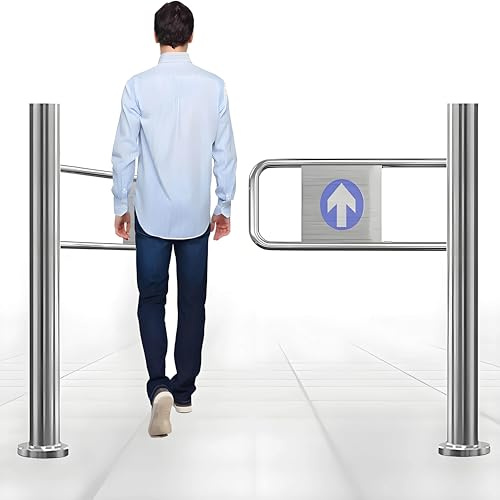 Portail double battant en acier inoxydable pour piétons, fermeture automatique, porte d'entrée de sécurité pour couloir, entrepôt, bibliothèque, design en métal