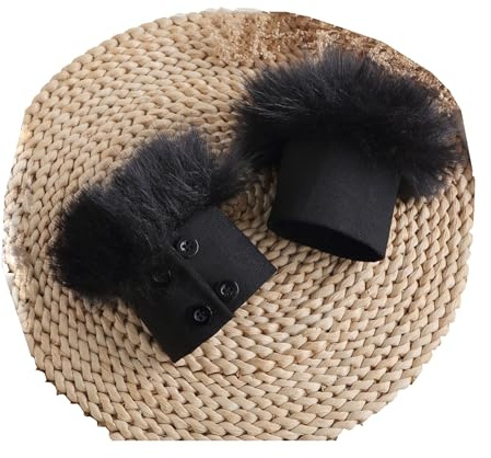 Waltonalice Pulsvärmare päls manschetter damer vinter armvärmare fuskpäls päls-manschetter armvärmare tillbehör armvärmare fuskpäls för handled värmare för pullover kappa väst jackor svart