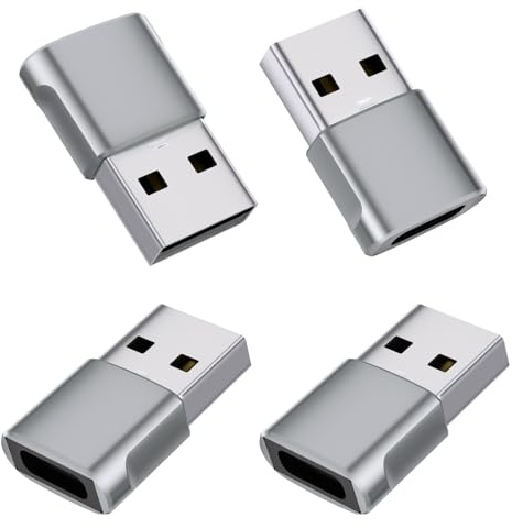 Amicably 4 Stück Adapter USB C auf USB,USB-Typ A Stecker auf Type C Buchse Adapter Mit i-Pad,Galaxy S24/S23 Serie,Laptops,Carplay,MacBook usw(Grau)