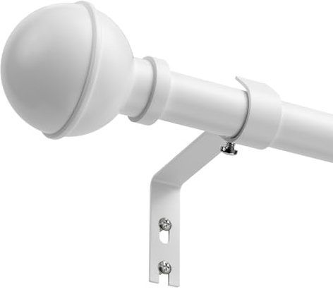 Gardinenstange Weiß Matt 84-225cm Ausziehbare 16mm Metall-Vorhangstange für Wohnzimmer, Schlafzimmer, Küche PeSenp