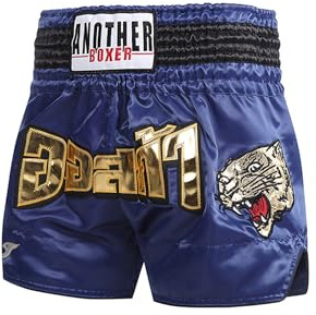 Kaerm Pojke, Muay Thailändsk figur, shorts, barn, thaishorts, korta thaiboxningsbyxor, träningsbyxor, premium boxning, shorts för thaiboxning, kickboxning, boxning, Marinblå A, 128-152