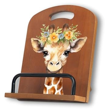 InnoBeta Giraffe Gifts for Women, Cookbook Stand for Kitchen Counter, Perfect Gifts for Giraffe Lovers on Birthday, Adjustable Tablet Recipe Book Holder, Unique Kitchen & Home Decor