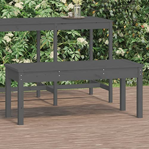 Teenpull Gartenbank Grau 109x44x45 cm, Massivholz Kiefer, robuste Parkbank für Terrasse, Balkon, wetterfest, Bequeme Sitzbank für Außenbereich