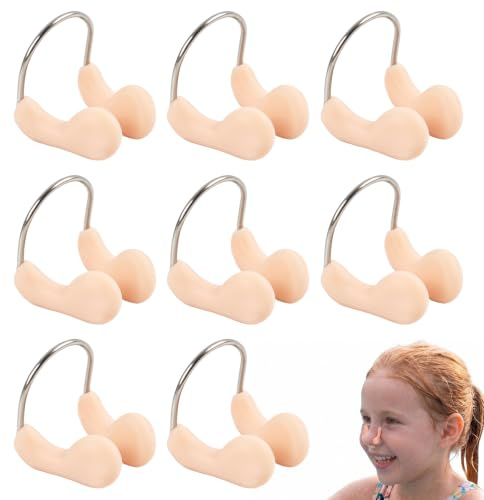 GodtKowty Lot 8 Clips Nez Natation – Pinces Nez Silicone Souple Antidérapant – Bloque Eau Nez – Adulte & Enfant – pour Entraînement, Compétition, Sports Aquatiques