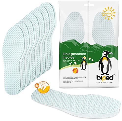 biped FRESH! 8 Paar Frischesohlen clean breeze - Einlegesohlen mit frischem Duft - Extra dünn, auch für enge Schuhe und zum barfuß Tragen geeignet - Schuheinlagen gegen Fußgeruch z1019(44-45)