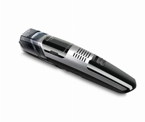 Taurus Spiro - Tondeuse Barbe avec Système d'Aspiration des Poils, 11 Hauteurs de Coupe, Lames en Acier, Utiliser avec ou Sans câble, 40 min d'Autonomie, Témoin de Charge, Noir