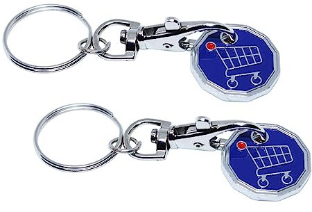 Trolley Token Key Ring New £1 Coin Shape 12 Sided Shopping Cart Keyring Release Shop Locker Keychain - Durable and Convenient Solution for All Shopping Trolleys in the UK (2 x Funky Trolley)