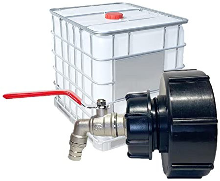 Aiyomi IBC Auslaufhahn, IBC Tank Zubehör S100x8 / S60X6 Grobgewinde, IBC Adapter Kugelhahn 3/4 Zoll Schlauchanschluss Wasserhahn Adapter Gartenschlauch für IBC Container