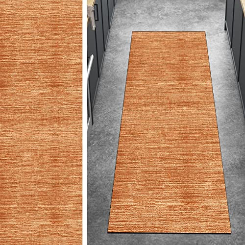 Ymural Teppich Läufer Flur rutschfest Modern Lang Teppichmatten 80x150CM Orange Kücheläufer Meterware Teppichläufer Waschbar Kurzflor Polyester Korridor Schlafzimmer, Anpassbar Breite 40-120cm